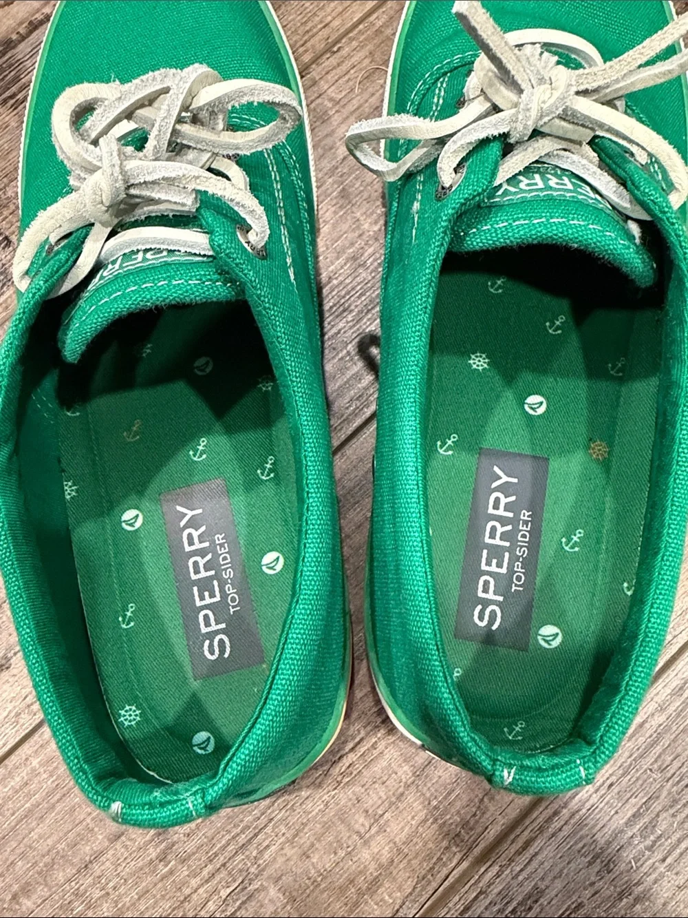 Sperry Low-Top Canvas Sneakers in Green with White Accents