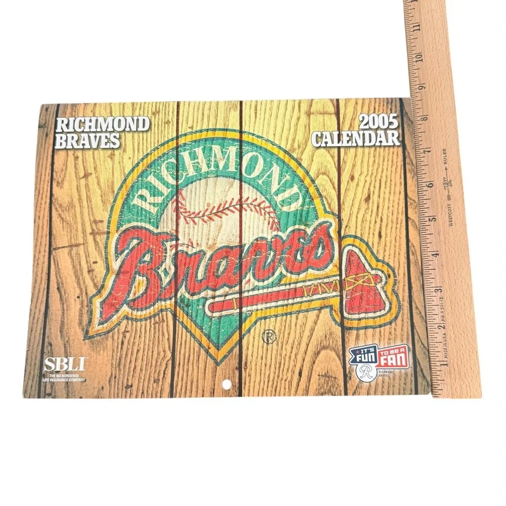 Vintage 2005 Richmond Braves Wall Calendar One Size Brown Minor League‎ Baseball