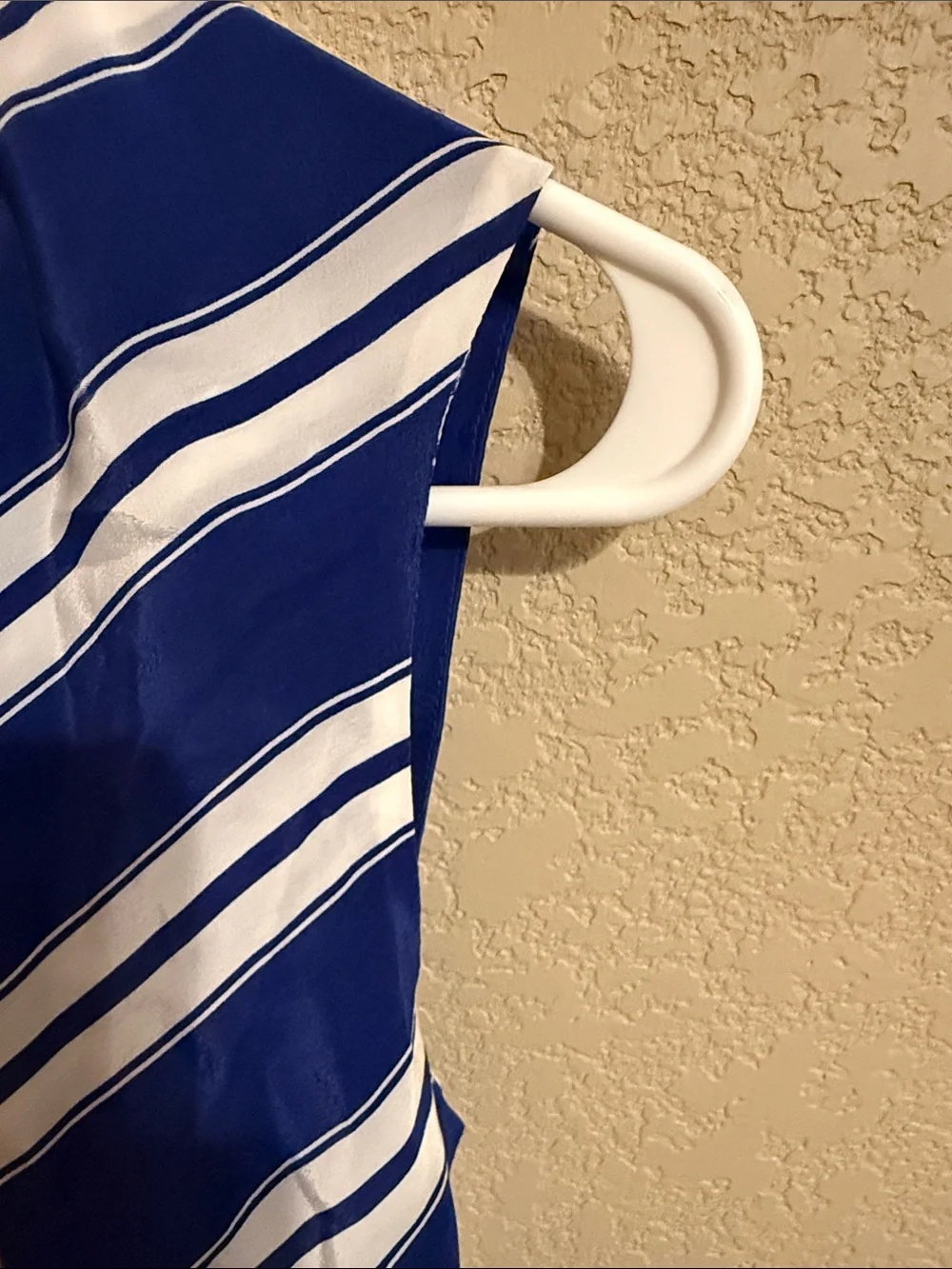 NWT J.Crew Size 4 Blue White Stripe 3 Tie Front Peplum Top Silk Feel, Lined