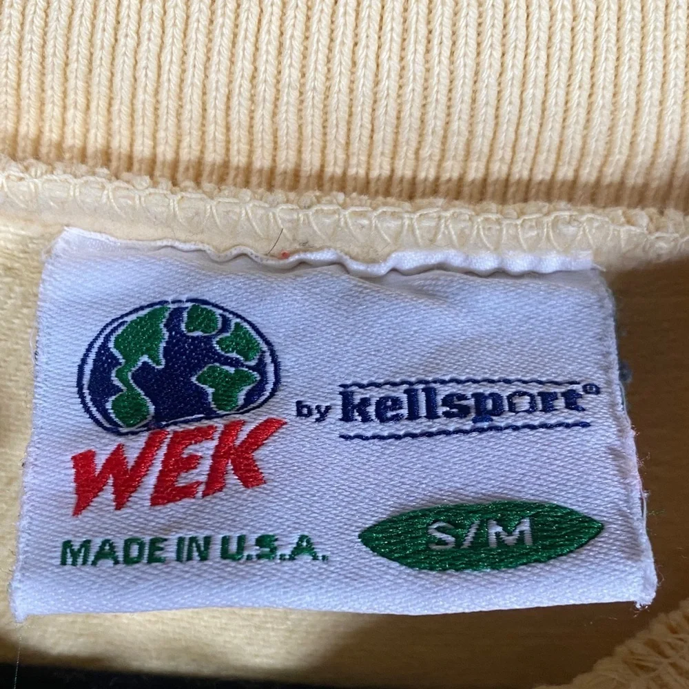Vintage WEK by Kellsport Polo Sweatshirt S/M Yellow Embroidered Car Made USA