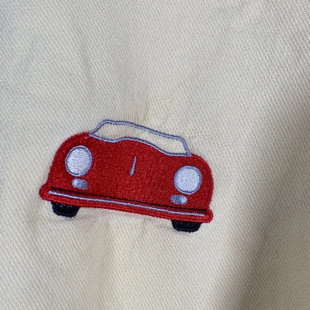 Vintage WEK by Kellsport Polo Sweatshirt S/M Yellow Embroidered Car Made USA