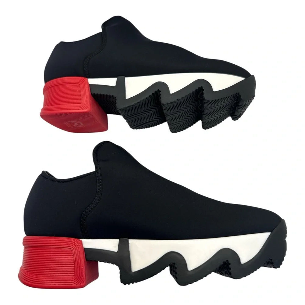 iRi Women's, Black Red Low Top Sneaker, Vegan,‎ Size EU 35 US:5