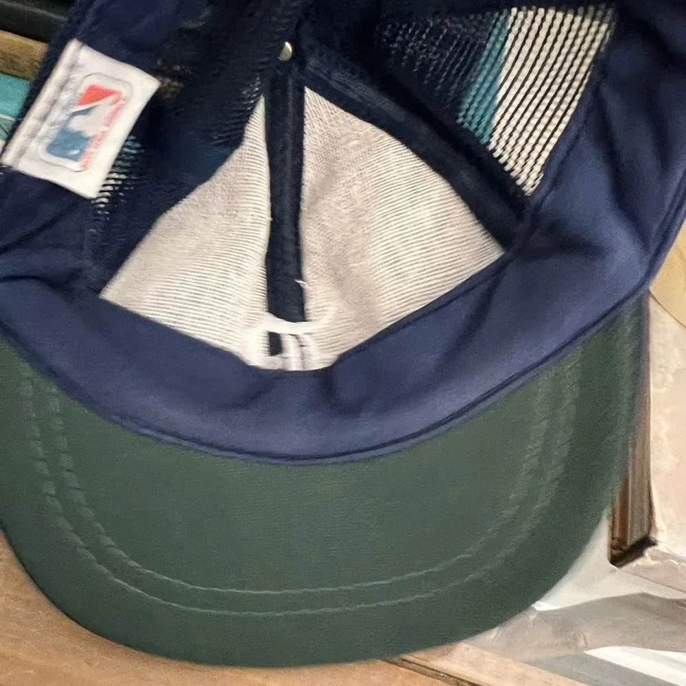 Vintage youth Detroit mesh trucker SnapBack with green under bill.