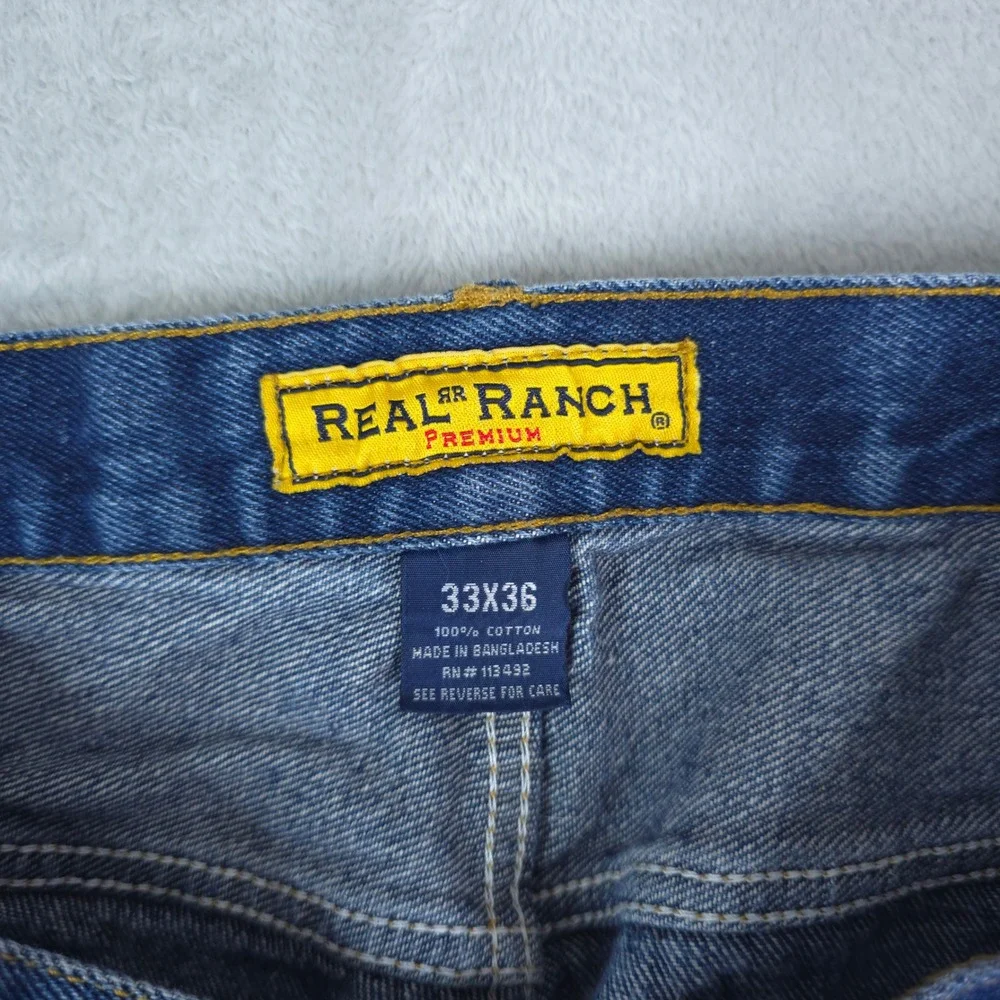 Real Ranch Premium Jeans Mens 33x36‎ Blue Cotton Denim Straight Leg Workwear