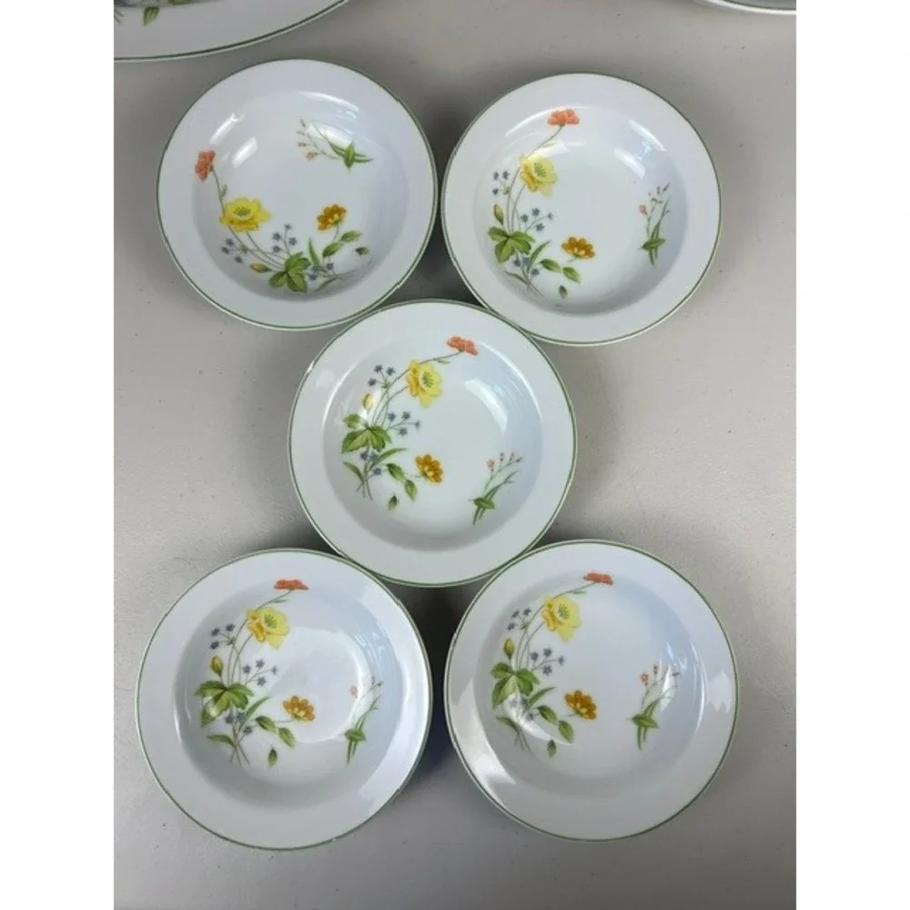 Castlecourt April Flowers Fine China Fruit Dessert Bowls Set of 5 Japan 5.5