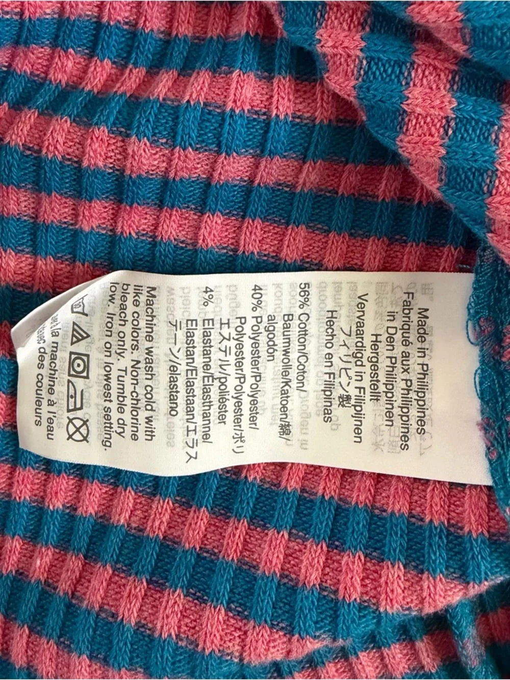 NWT J. Crew Ribbed Henley Stripe Rose Pink Blue Juliette Long Sleeve