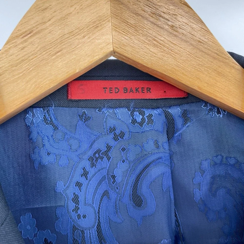 Ted Baker Endurance London Mens‎ 46L Wool Blend Blue Blazer Jacket Sport Coat