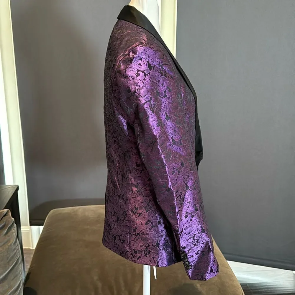 Men’s Purple Paisley Tuxedo Jacket Prom Party Wedding Size 30 NWOT