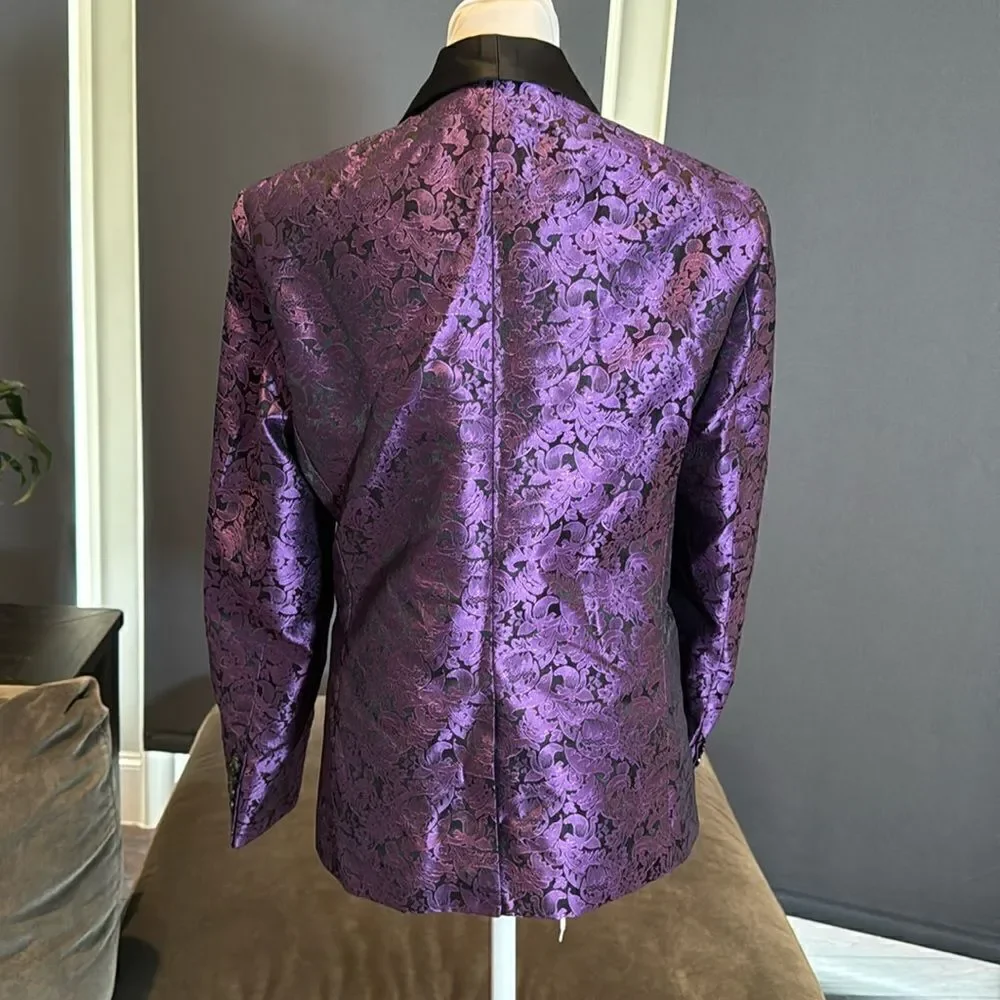 Men’s Purple Paisley Tuxedo Jacket Prom Party Wedding Size 30 NWOT