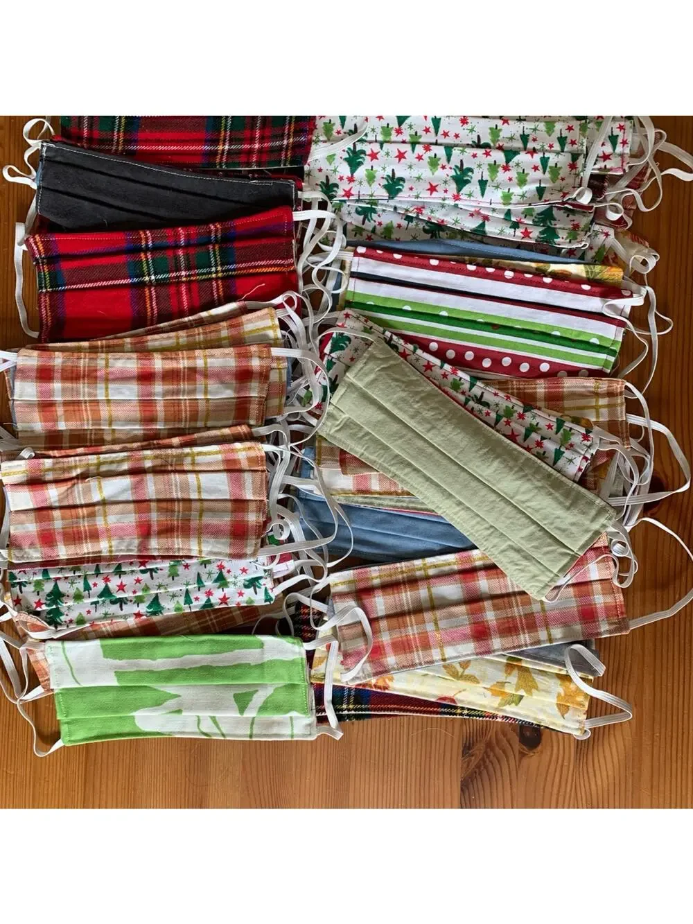 Lot of 40 Handmade Cotton Face Masks Christmas Fall Seasonal Reusable Bulk Set