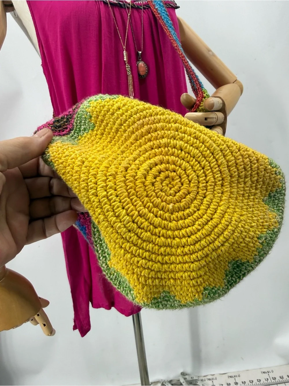 BAMBOO threads Bohemian Multicolor Handcrafted Cotton Knit Crossbody bag