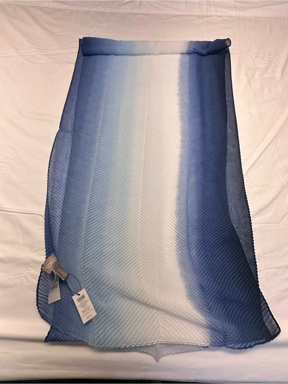 Chico's Gradient Blue Pleated Oblong Scarf