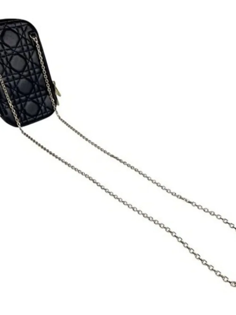 Auth Christian Dior Smartphone Case Phone Pouch Black/Gold Lambskin/Metal z9108