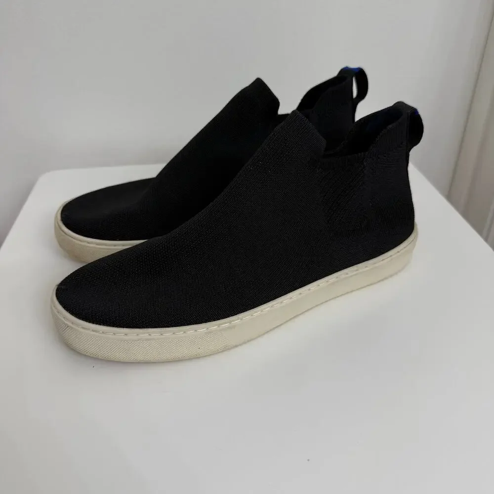 Rothy's The Chelsea Boot Black Sz 10 Slip On Washable Knit Casual Comfort