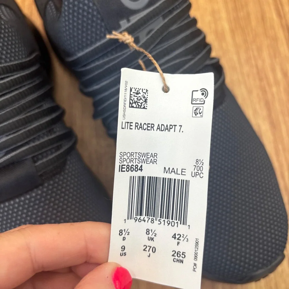 Adidas Lite Racer Adapt 7.0 Mens Size 9 Black Wide Slip On IE8684 Sneakers NEW