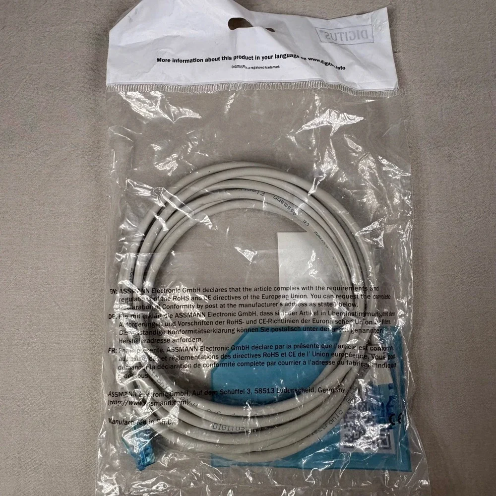 Digitus Cat 5e U-UTP PVC Patch Cable 3m Grey Ethernet Network DK-1512-030