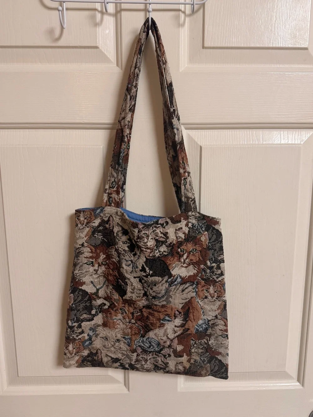 VTG 90s Cat Kitty Tapestry Tote Bag