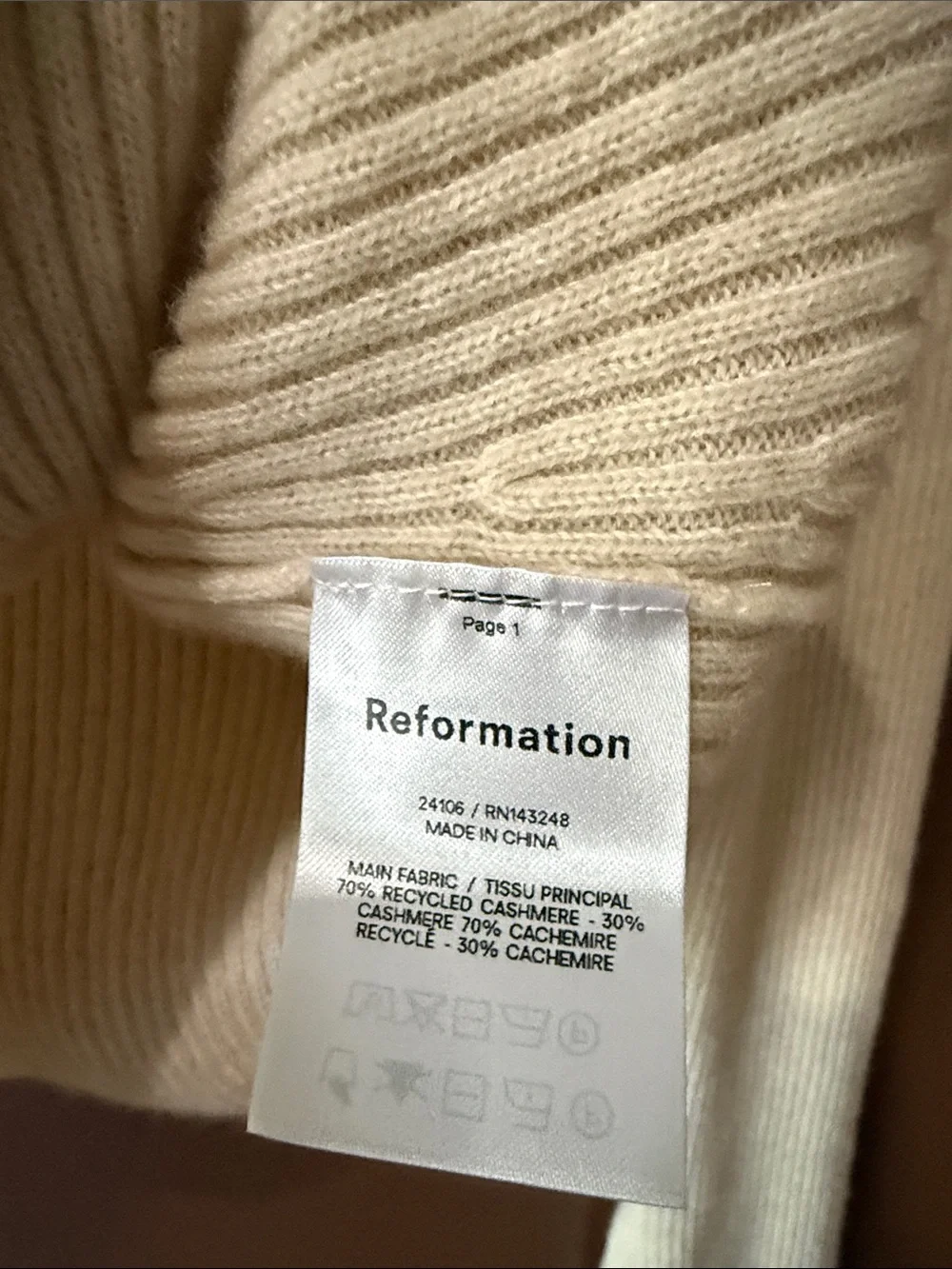 Reformation 100% cashmere