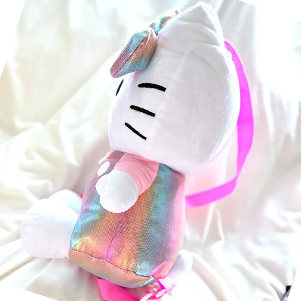 Hello Kitty Plush Backpack Sanrio Pink Iridescent Rainbow Mini Backpack NWT