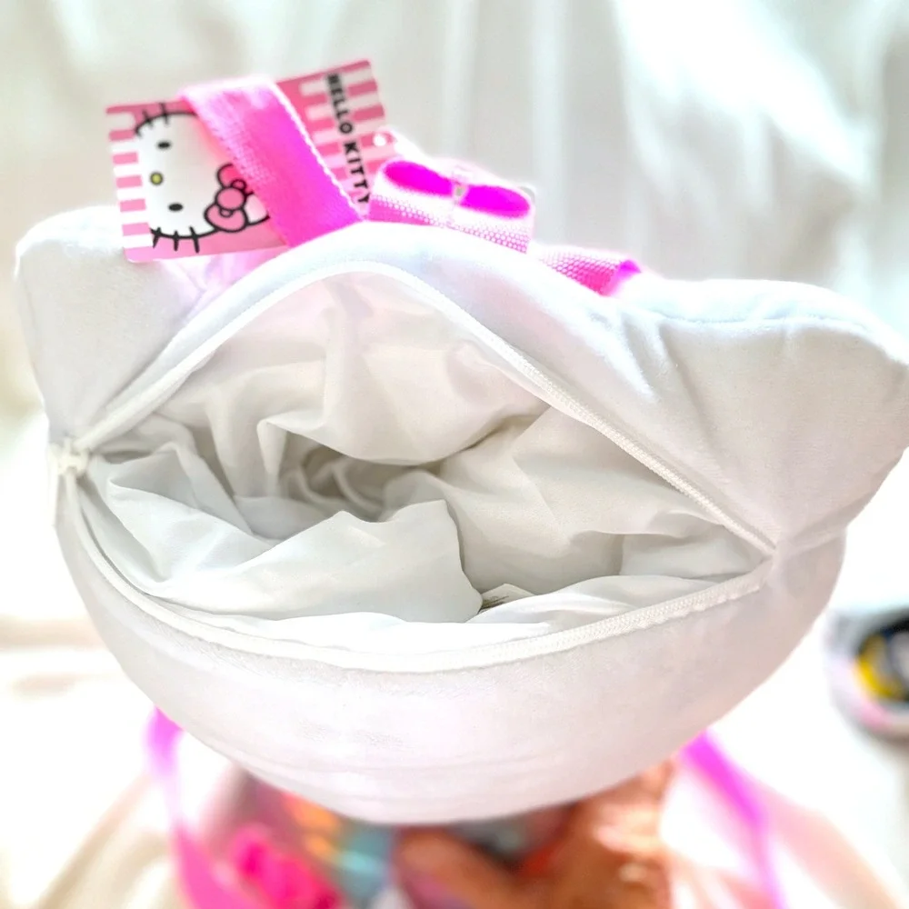 Hello Kitty Plush Backpack Sanrio Pink Iridescent Rainbow Mini Backpack NWT