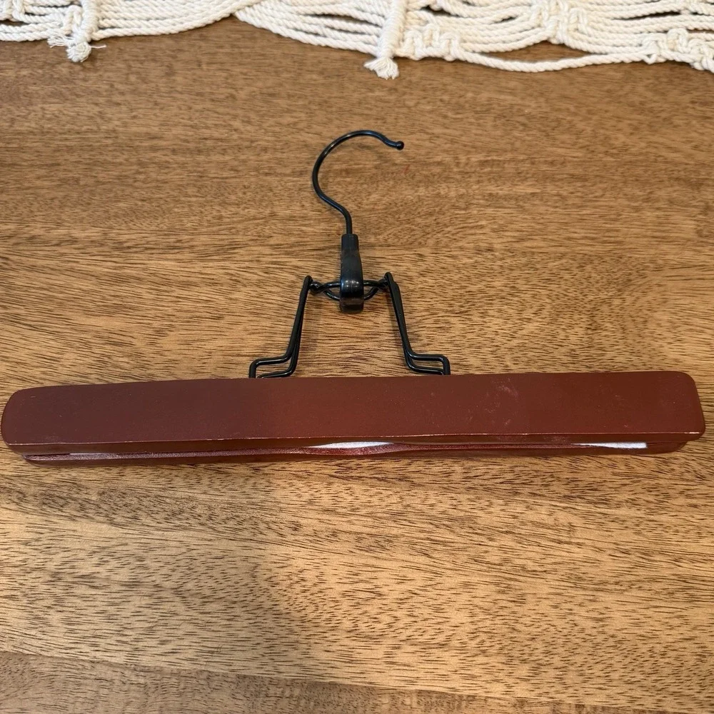 Wooden Clamp-Style Wooden Pants Clothes Hangers Set Of 3 10.75