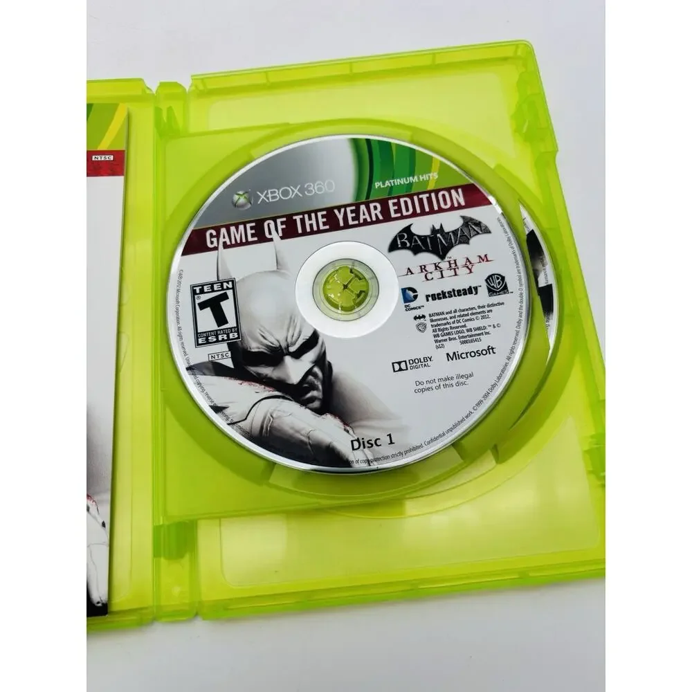 Batman: Arkham City Game of the Year Edition ( Xbox 360, 2012) No Manual Works