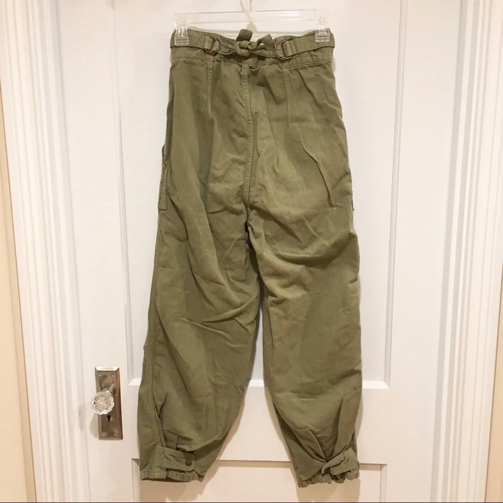 ⭐️ Zara Woman Premium Denim Collection Cotton Linen Green Utility Jogger Pants