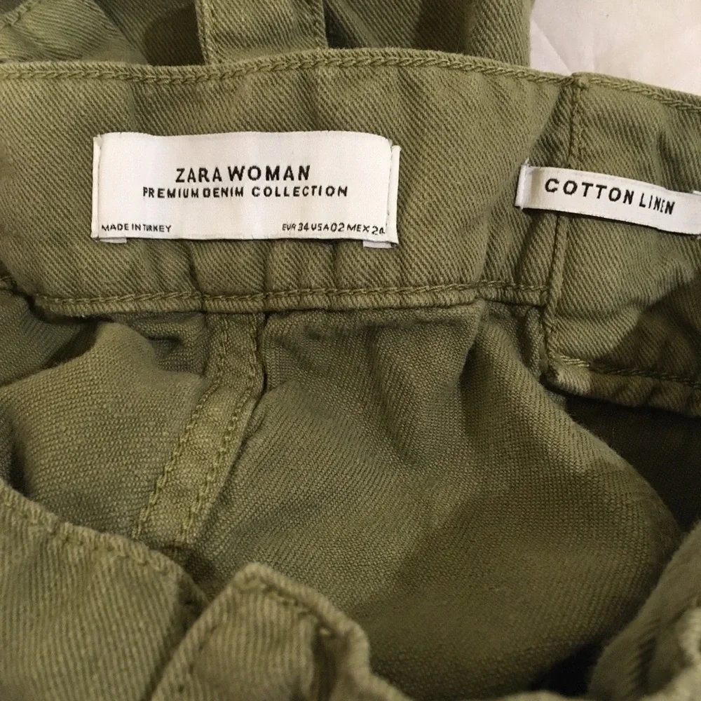 ⭐️ Zara Woman Premium Denim Collection Cotton Linen Green Utility Jogger Pants