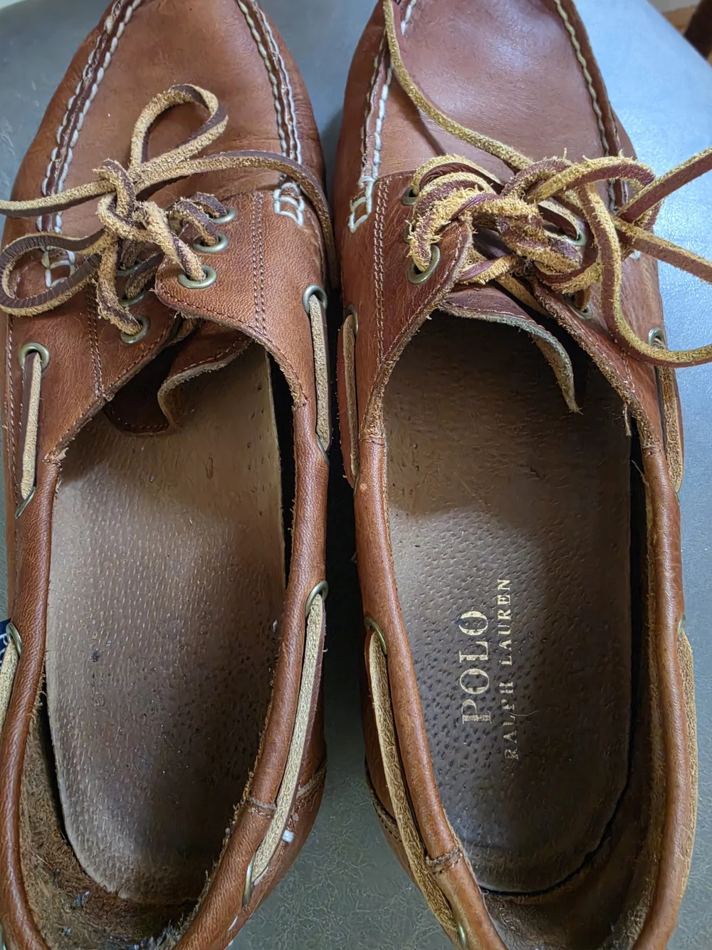 Polo by Ralph Lauren Men's Cognac Leather Boat Shoes