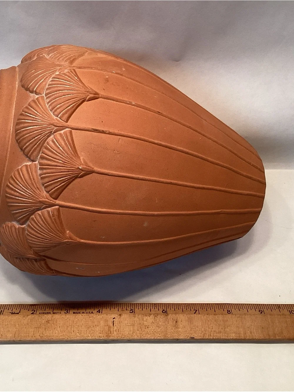 Vintage Laslo Mikasa Vase Gingko Leaf Or Lotus Flower Glazed Interior 9” X 6.5”