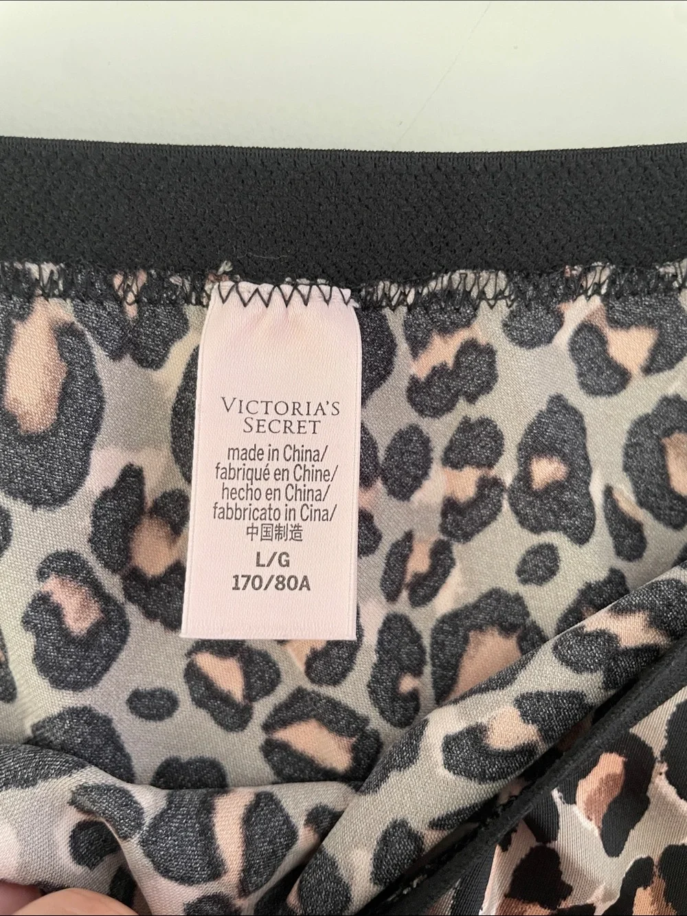 Victoria's Secret Leopard Print Midi Lightweight Slip Skirt in Pink & Black Lg