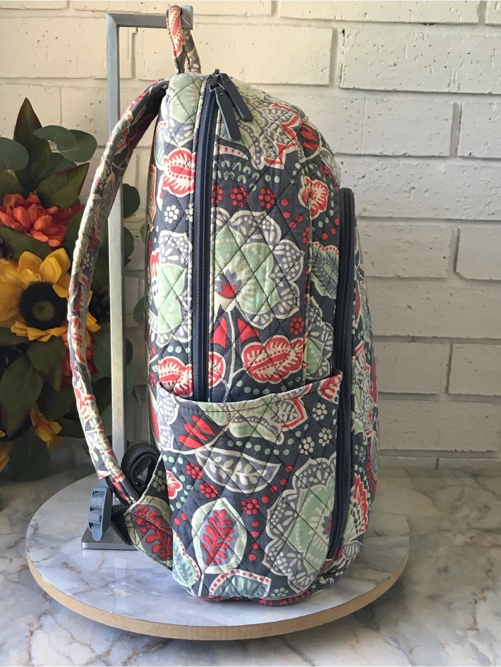 Vera Bradley Nomadic Backpack Laptop Pocket Green Blue Floral