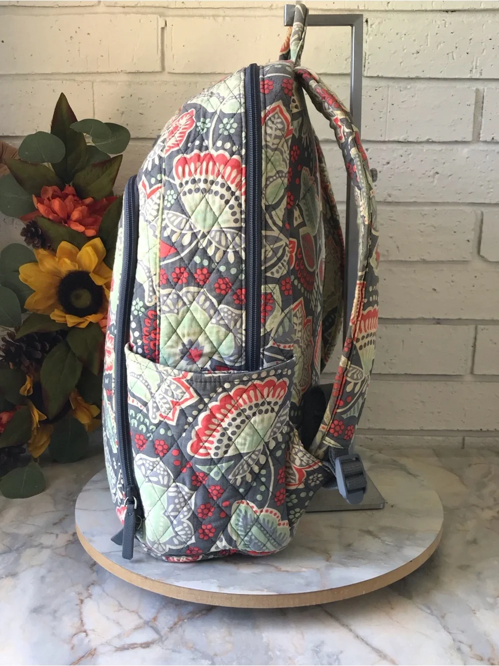 Vera Bradley Nomadic Backpack Laptop Pocket Green Blue Floral