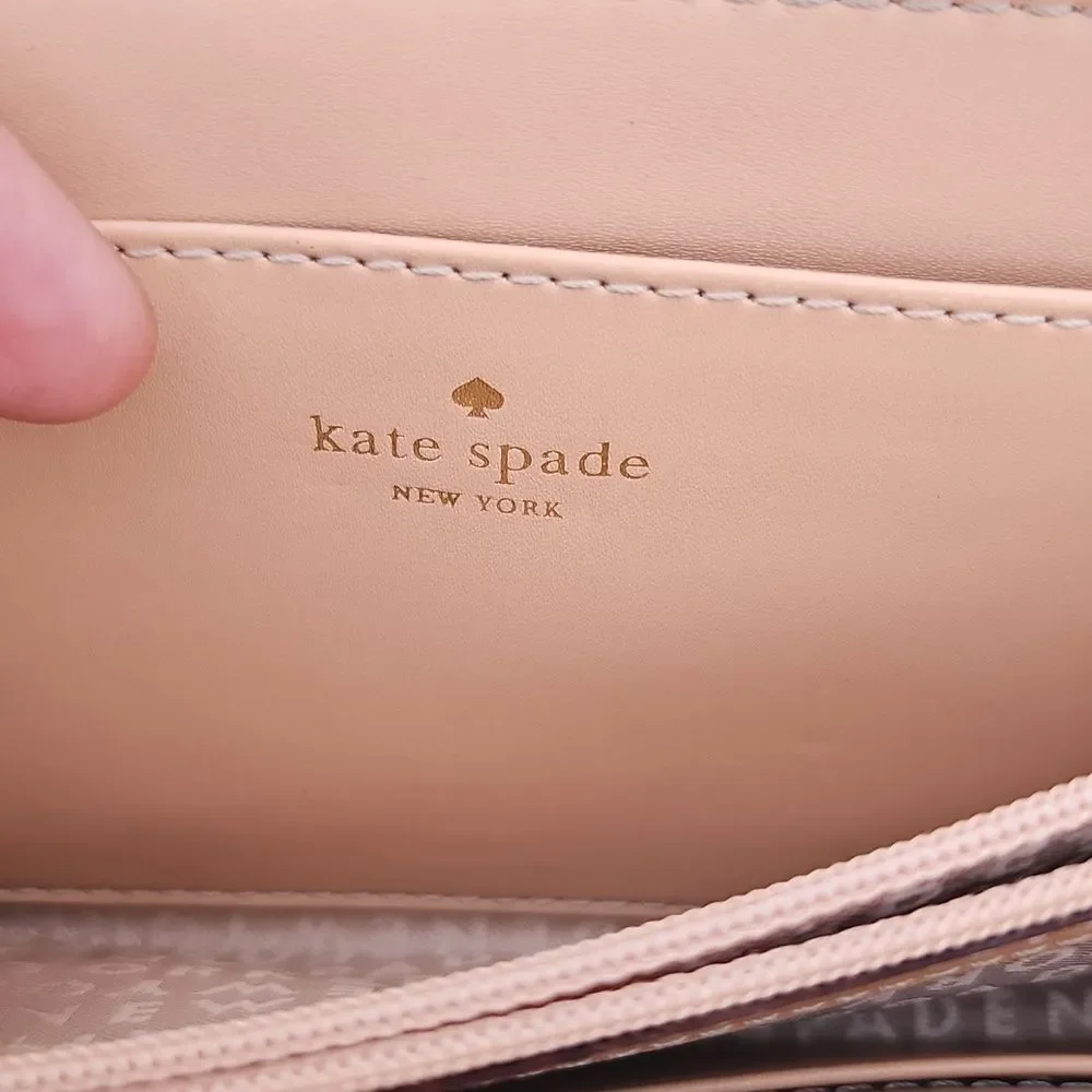 Kate Spade Blue Leather Zip Around Wallet Wristlet
