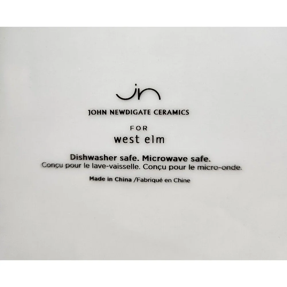 WEST ELM WAVE DINNER PLATES John Newdigate Ceramics Lot of 4 Blue Lines 10 Inch