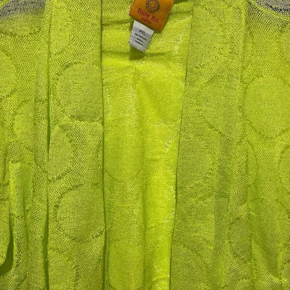 Rudy Rd. Women's Yellow Green Open‎ Lace Knit Cardigan Size PXL