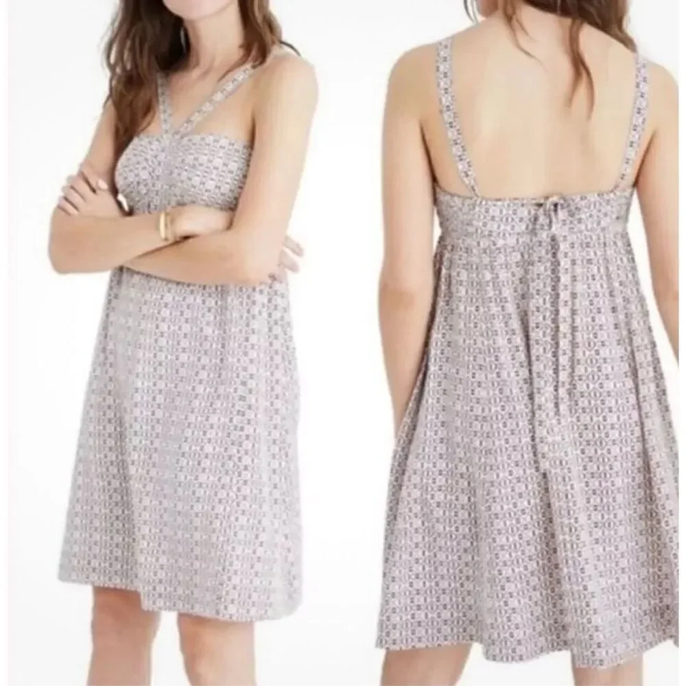 Madewell Silk Convertible Halter Dress Echo Grid Women’s Sz 0