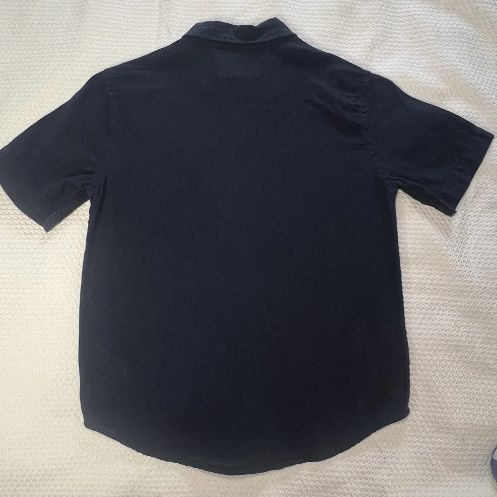 Old Navy‎ Boys Size 8 Medium Navy Button Down Short Sleeve Shirt Pocket Collared