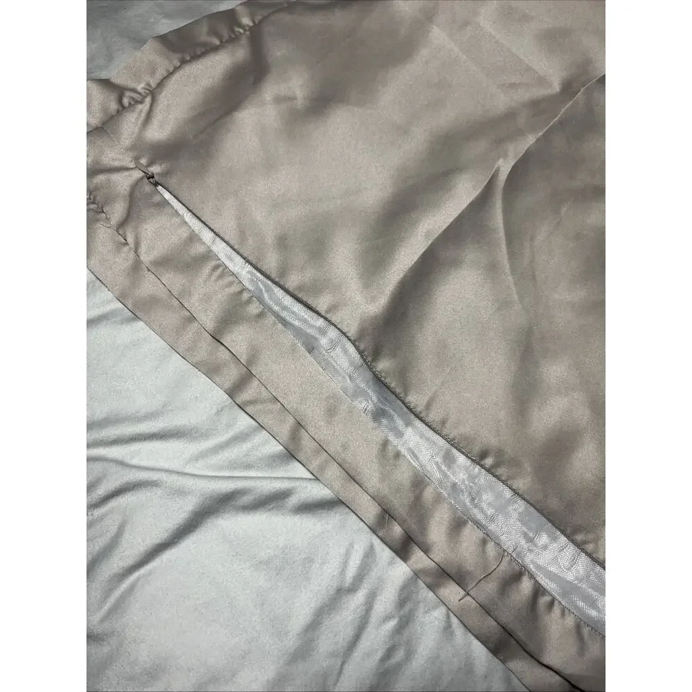Nanshing Taupe Satin Look Embroidered King Quilt Set Zippered Shams 3 Pc Set