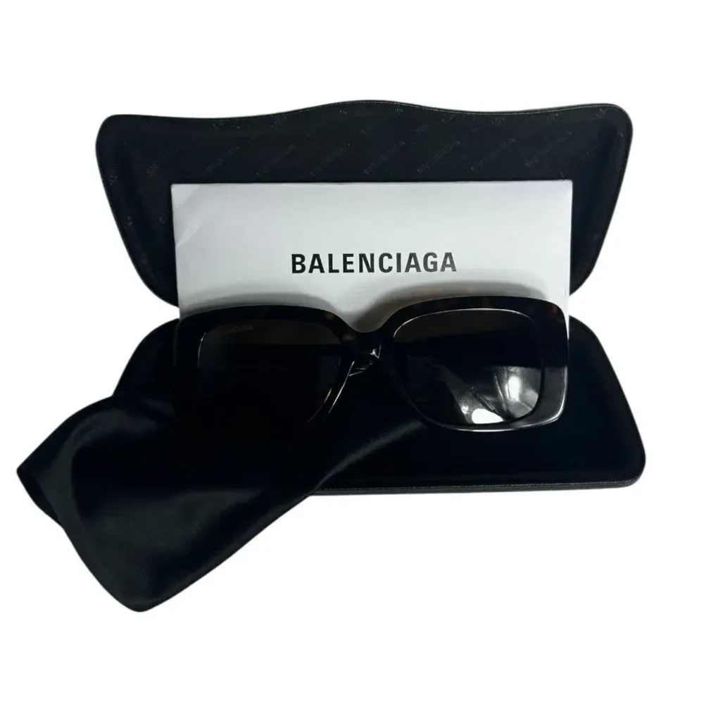NWOT Balenciaga BB0048S Havana Tortoise Shell Rectangle Square Sunglasses