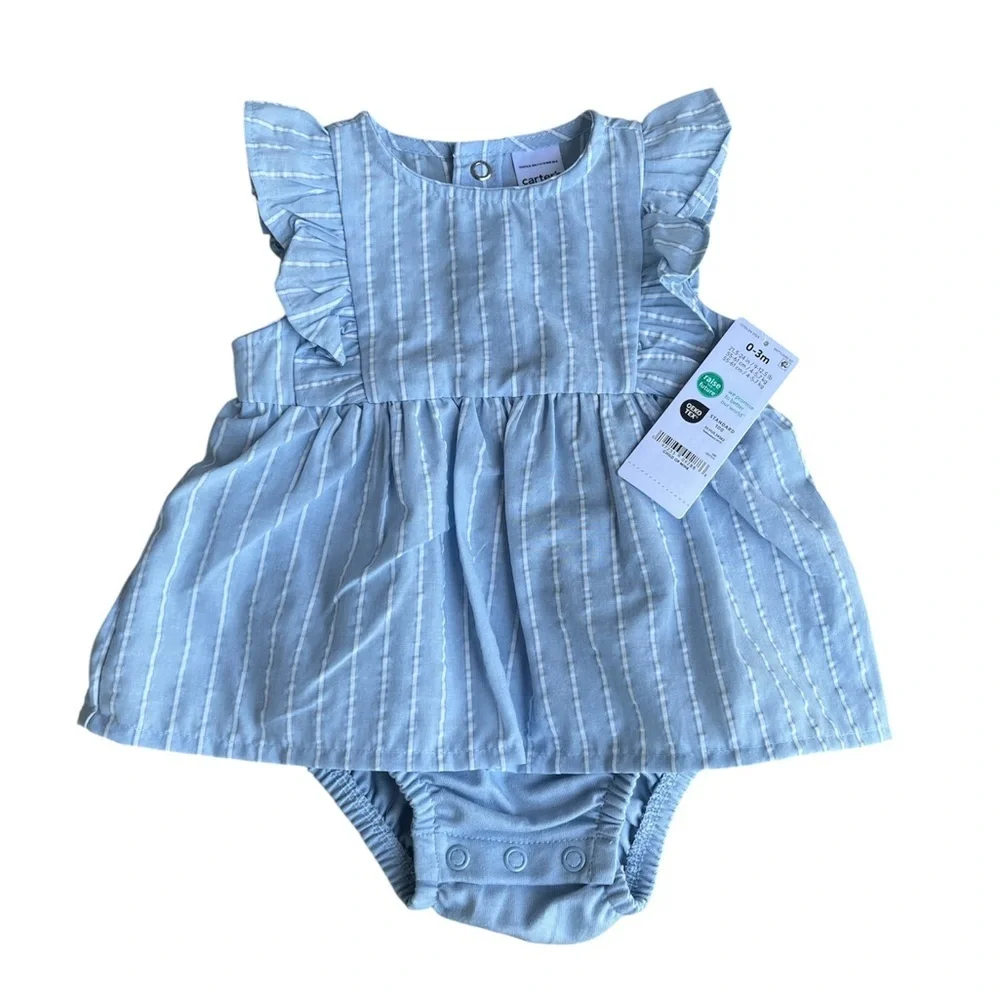 Carter's Blue and White Diaper Covers with Ruffled Details