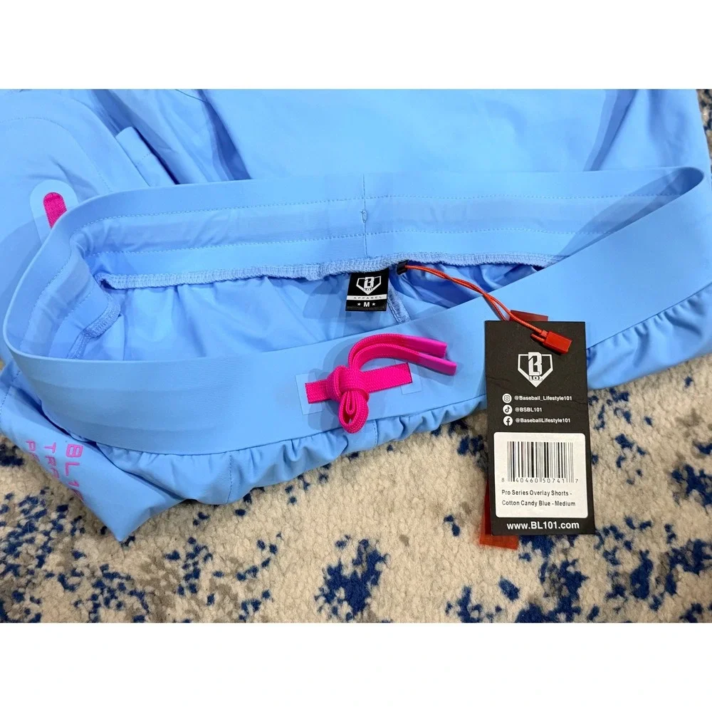 Baseball Lifestyle 101 Pro Series Overlay Shorts Cotton Candy Blue Mens Medium