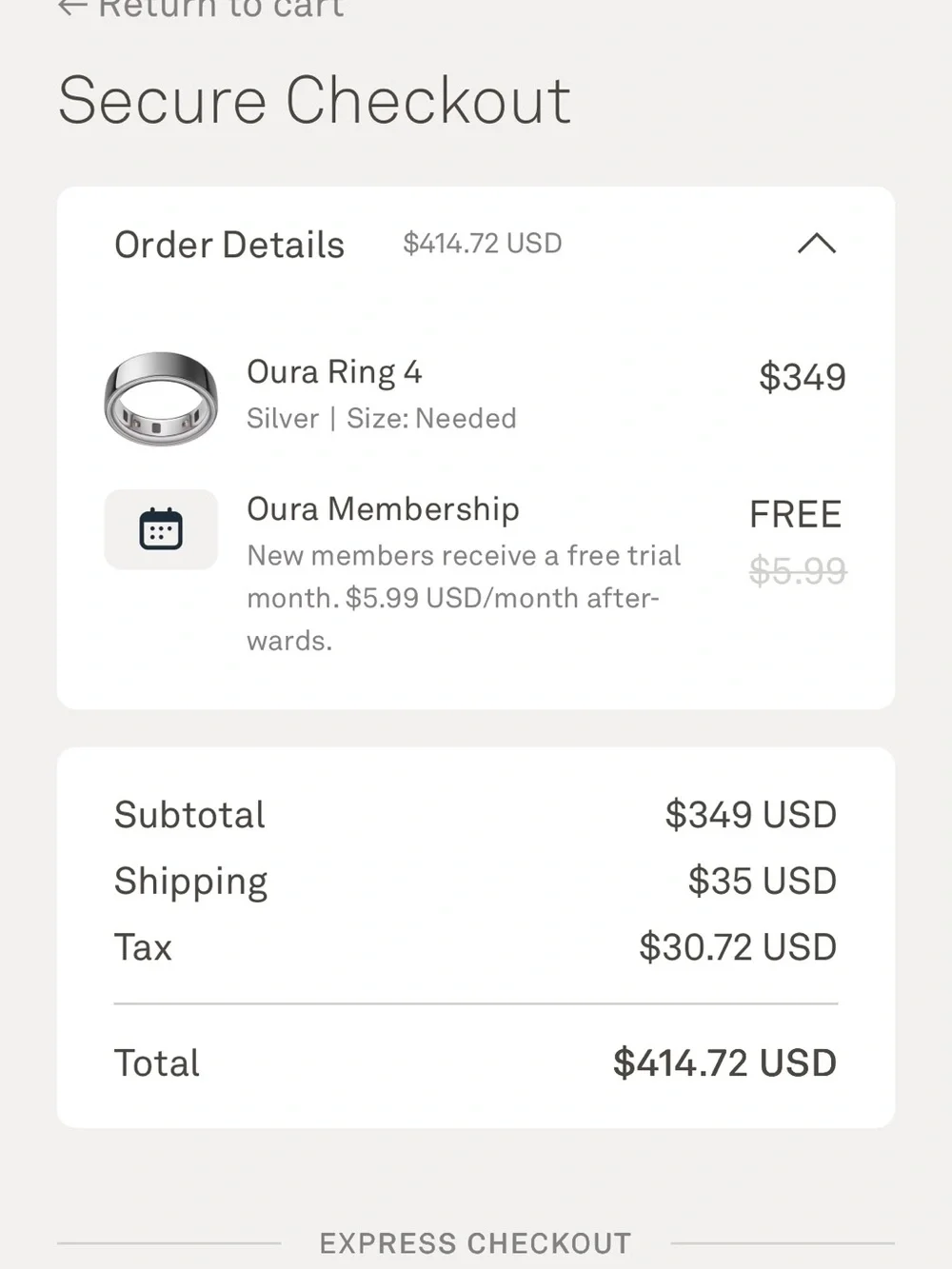 Oura ring silver