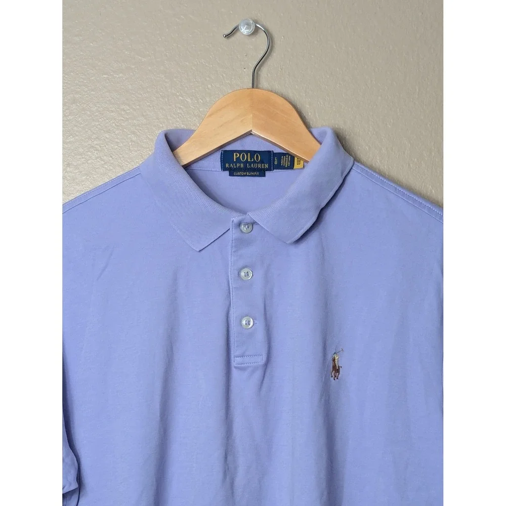 Polo Ralph Lauren Polo Shirt Mens L Purple Slim Fit Short Sleeve Pony Logo