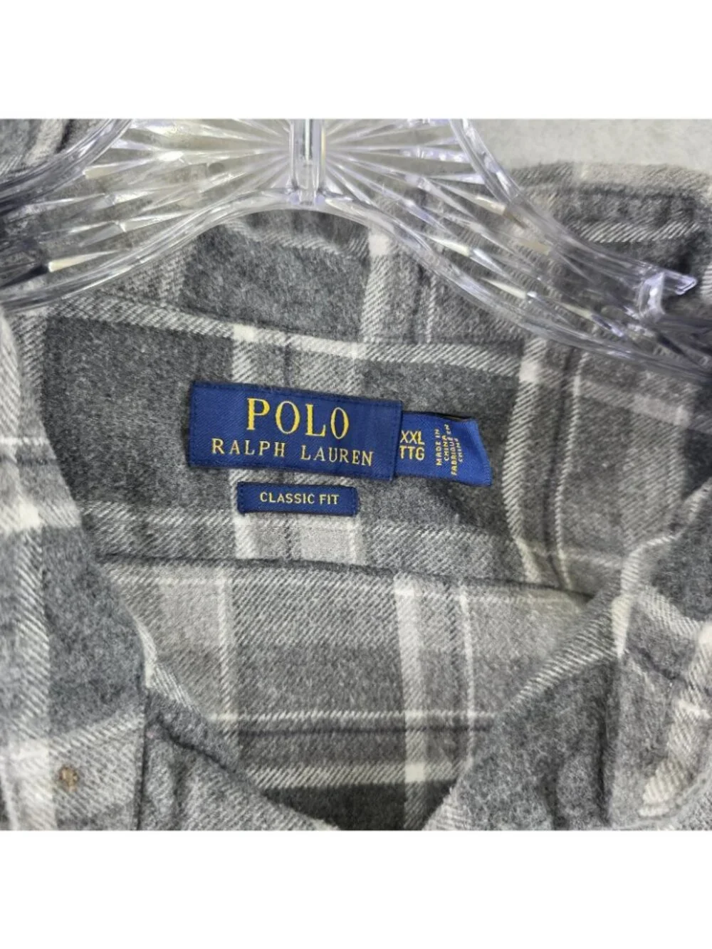 Polo Ralph Lauren Shirt Mens 2XL Gray Plaid Long Sleeve Button Up Pony Logo