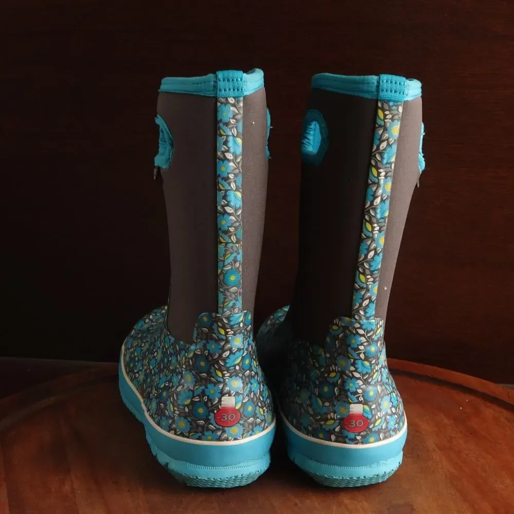 Bogs Boots Girls Size 5 Blue Sweet Pea Classic Owl Waterproof Chore Outdoor Read
