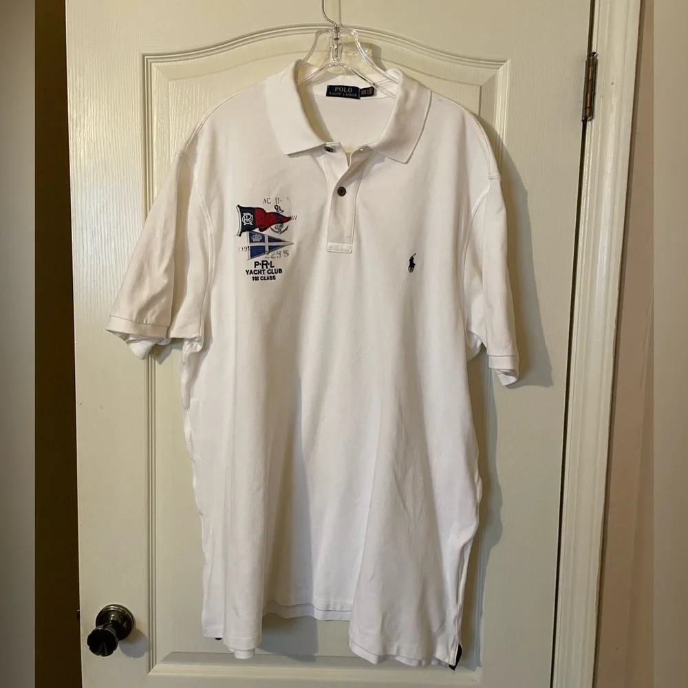 Polo Ralph Lauren White Polo Shirt Yacht Club Embroidered Nautical Size 2XLT