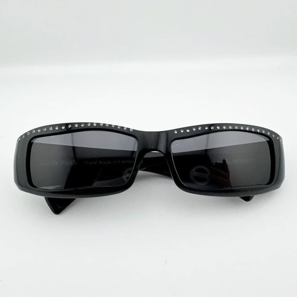 Alain Mikli‎ Y2K Rhinestone Rectangle Sunglasses Women Black Cat 3