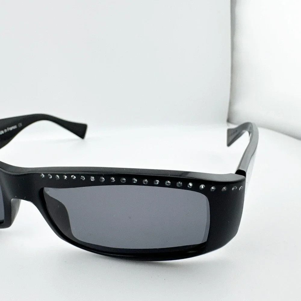 Alain Mikli‎ Y2K Rhinestone Rectangle Sunglasses Women Black Cat 3