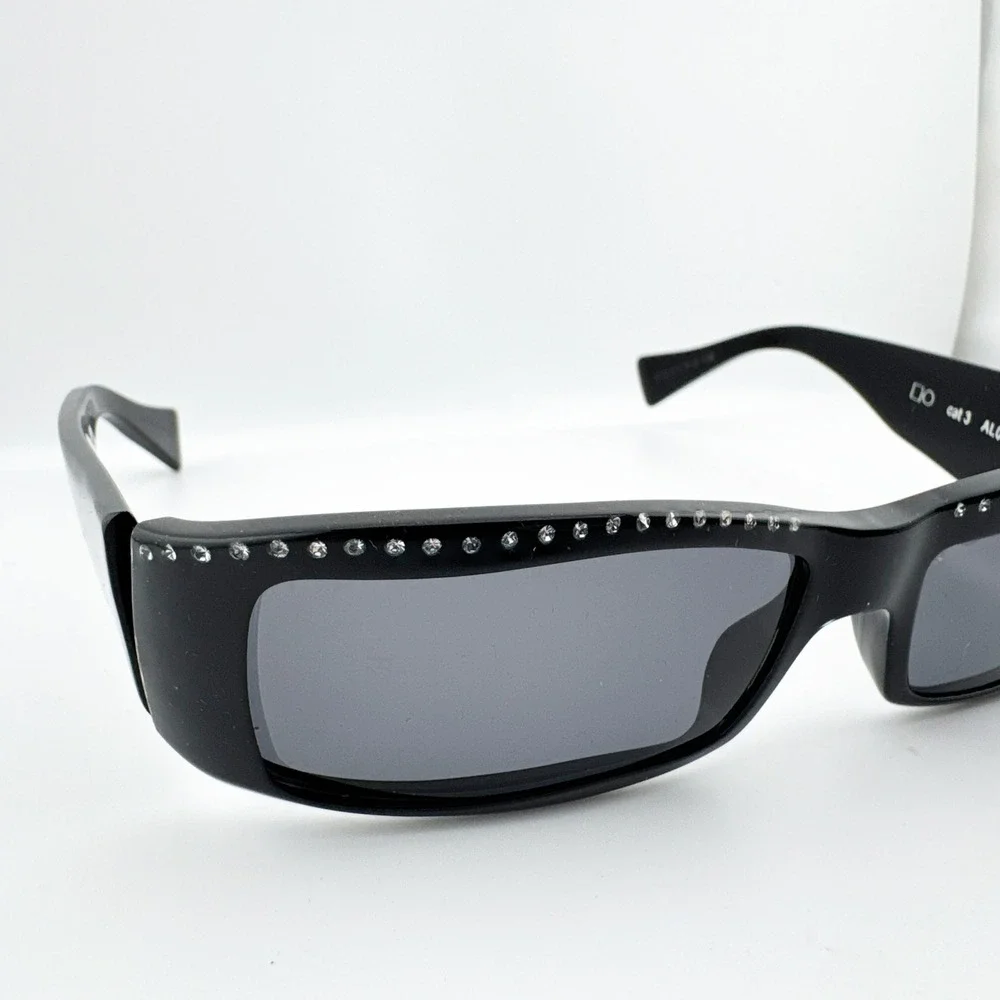 Alain Mikli‎ Y2K Rhinestone Rectangle Sunglasses Women Black Cat 3